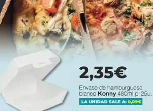 Envase De Hamburguesa Blanco Konny