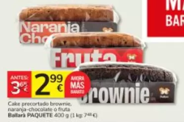 Mas - Cake Precortado Brownie, Naranja-chocolate O Fruta Ballara