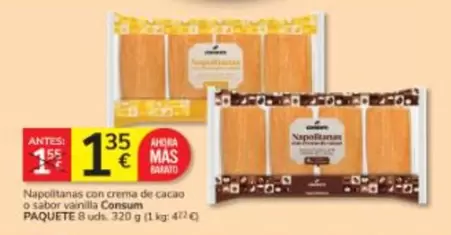 Consum - Napolitanas Con Crema De Cacao O Sabor Vanilla