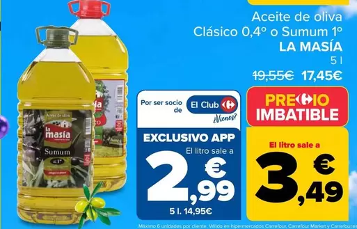 La Masía - Aceite De Oliva Clasico 0,4o O Sumun 10