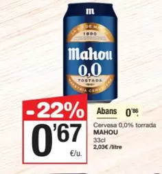 Mahou - Cervesa 0,0% Torrada