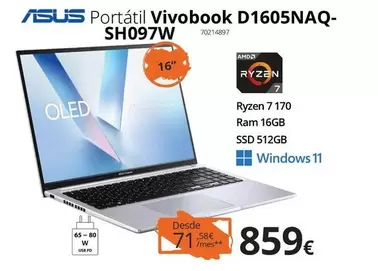 Asus - Portátil Vivobook D1605NAQ- SHD97W