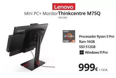 Lenovo - Mini Pc+ Monitorthinkcentre M75q