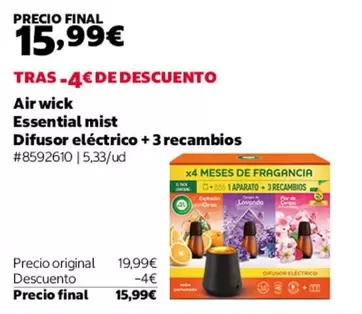 Essential - Air wick Mist Difusor Eléctrico +3 Recambios