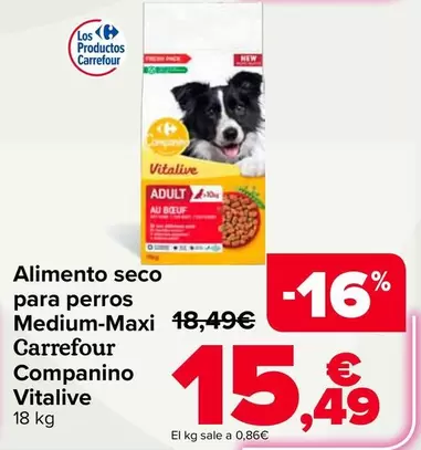 Carrefour - Alimento Seco Para Perros Medium/Maxi Companino Vitalive