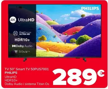 Philips - Tv 50" Smart Tv 50pus7001 Ultra-id Hdr10+