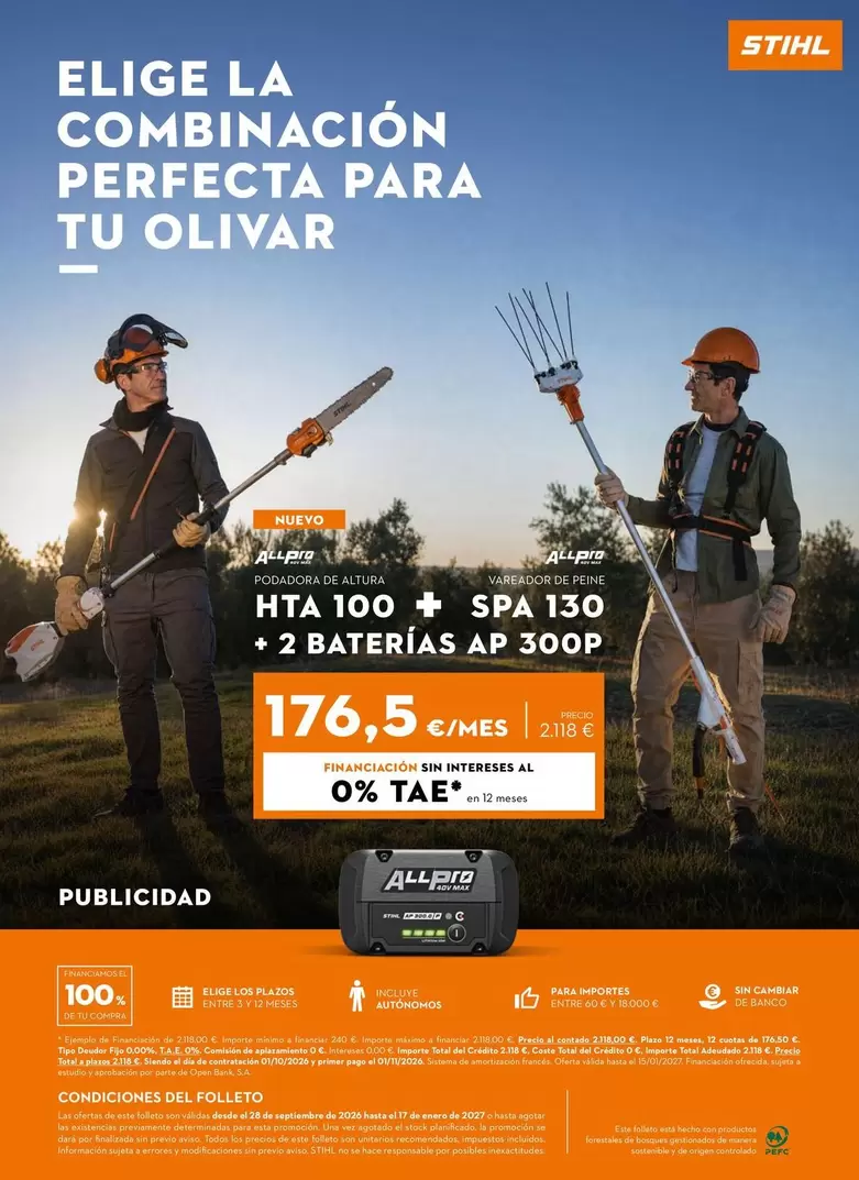 Stihl - Podadora De Altura HTA 100 + Vareador De Peine SPA 130 + 2 Baterias AP 300P