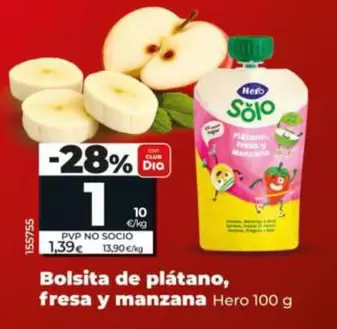 Hero - Bolsita De Platano Fresa Y Manzana