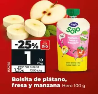 Hero - Bolsita De Platano Fresa Y Manzana