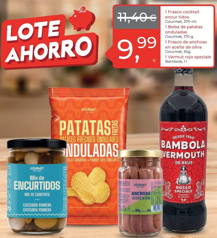Gourmet / Bámbola - Frasco Cocktail Encur Tidos Bolsa De Patatas Onduladas Frasco De Anchoas En Aceite De Oliva Vermut Rojo Speziale