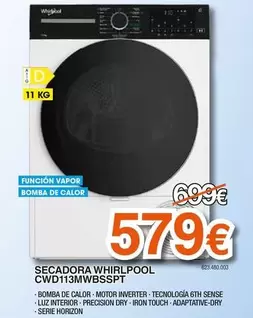 Whirlpool - Secadora CWD113MWBSSPT