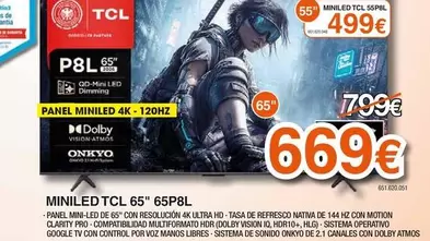 TCL - Miniled 65" 65p8l