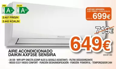 Daikin - Aire Acondicionado AXF25E Sensira