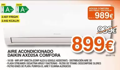 Daikin - Aire Acondicionado AXD25A Comfora