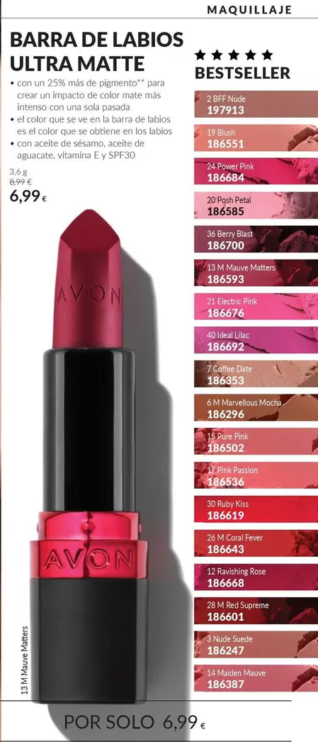 Avon - Barra De Labios Ultra Matte