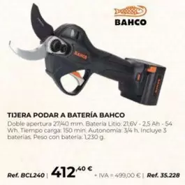 Bahco - Tijera Podar A Batería