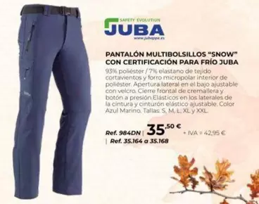 juba - Pantalon Multibolsillos Snow Con Certifaccion Para Frio