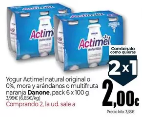 Actimel - Yogur Natural Original O 0%, Mora Y Arándanos O Multifruta Naranja