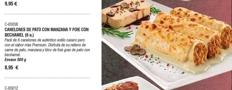 El Corte Inglés - Canelones De Pato Con Manzana Y Foie Con Bechamel