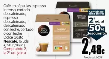 Nescafé - Cafe En Capsulas Espresso Intenso, Cortado Descafeinado, Espresso Descafeinado, Descafeinado Con Leche, Cortado O Con Leche Dolce Gusto
