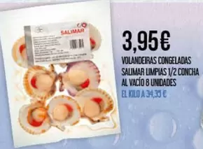 Volanderas Congeladas Salmar Limpas 1/2 Concha Al Vacio