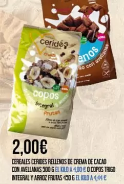 Cereales Cerides Rellenos De Crema De Cacao Con Avellanas