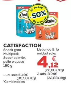 Catisfactions - Snack Gato Multipack Sabor Salmon Pollo O Queso