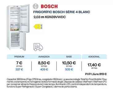 Bosch - Frigorífico  Serie 4 Blanc