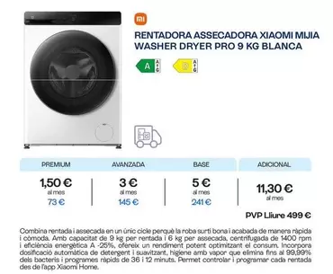 Xiaomi - Rentadora Assecadora Mijia Washer Dryer Pro 9 Kg Blanca