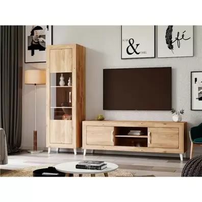 Mueble de salón Roble tirador standar Blanca Niza 04, 240 cm