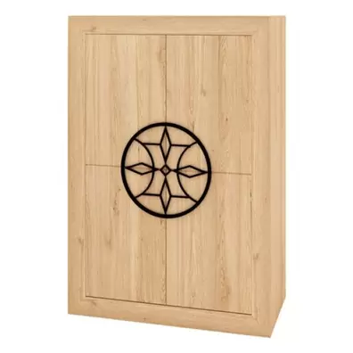 Bodeguero 2 puertas Turín tirador mandala, 90x130x43 cm Roble  Negro