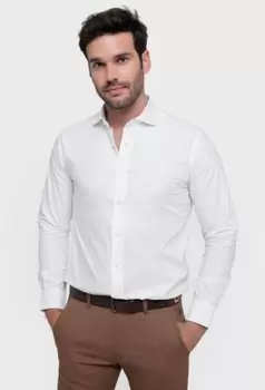Camisa clásica blanca con cuello italiano