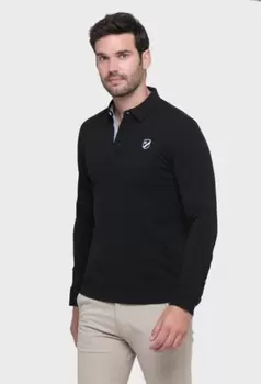 Polo clásico de manga larga color negro