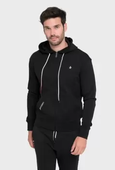 Sudadera cremallera básica color negro