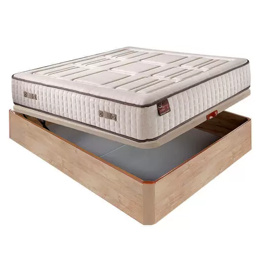 Colchón Hr Cotton con visco 27 cm extra firme transpirable + Canapé abatible madera 3D...