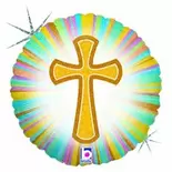 GLOBO MYLAR CRUZ CON COLORES 45CM