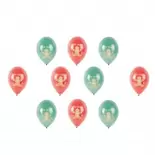 10 GLOBOS DE LÁTEX GINGERBREAD MAN VERDE/ROJO 28CM