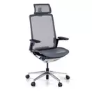 Silla de oficina ergonómica aluminio Duna red negra con reposacabezas