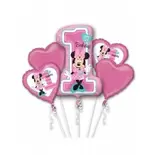 KIT DE 5 GLOBOS MINNIE PRIMER CUMPLEAÑOS