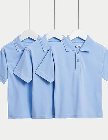 Pack de 3 polos escolares unisex resistentes a las manchas (2-18 años)