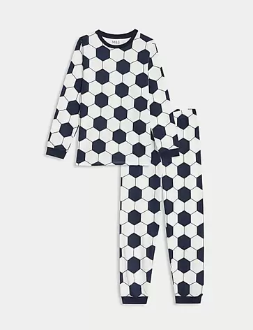 Pijama 100% algodón con diseño de fútbol (7-14 años)