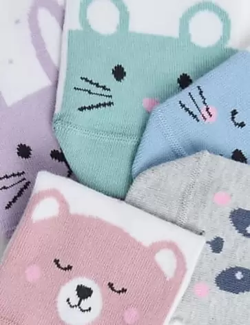 Pack de 5 pares de calcetines de algodón Toe Face (6 pequeño-7 grande)