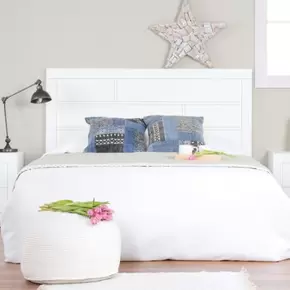 Sisal cabecero de madera lacada en blanco para cama de 150 y 160