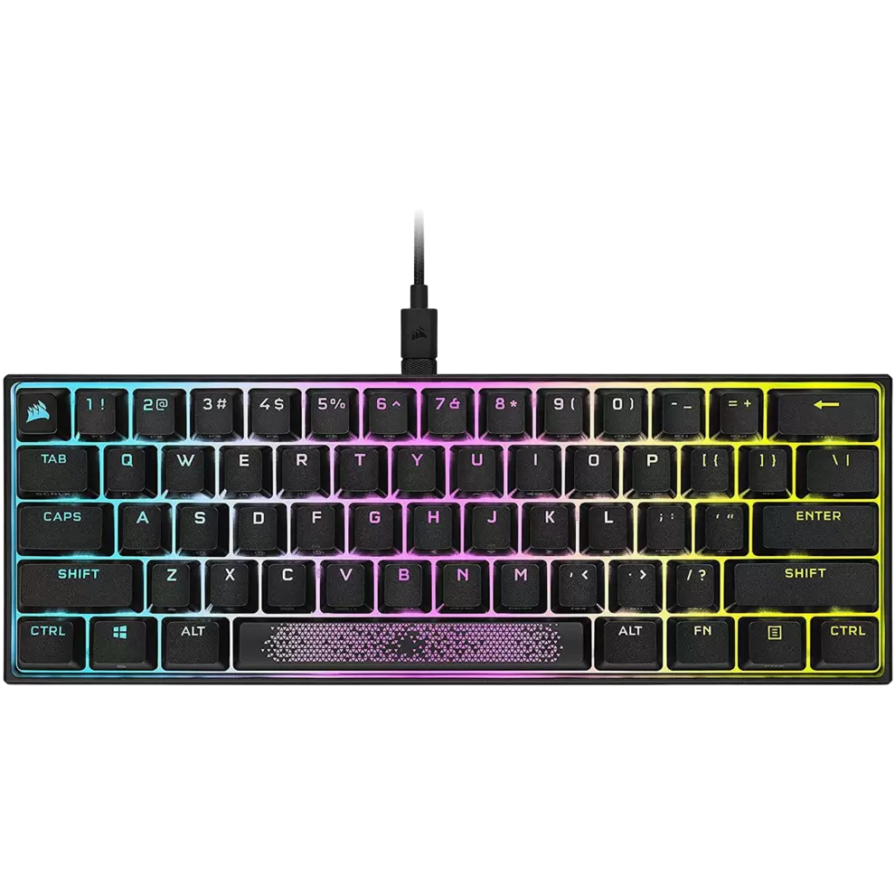 Teclado gaming - Corsair K65 RGB Mini 60% Mechanical, USB, RGB, 100% Anti-Ghosting, Negro