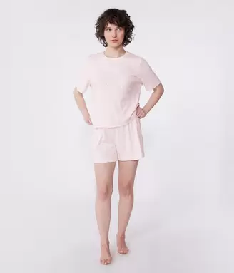 Pijama corto de manga corta de algodón para mujer