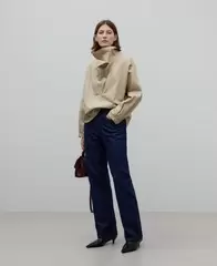 Camisa algodón cuello chimenea mujer