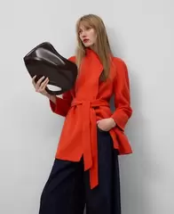 Abrigo entallado doble faz rojo mujer