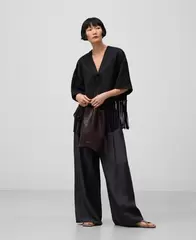 Chaqueta bordada flecos mujer