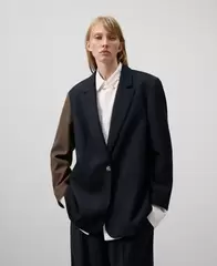 Blazer bicolor pieza superpuesta mujer