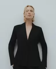 Blazer crinkle negra mujer
